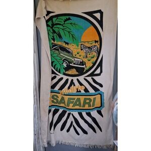 Rare Vintage Royal‎ Pacific Wildlife Safari Beach Towel Zebra Graphic Print VGVC